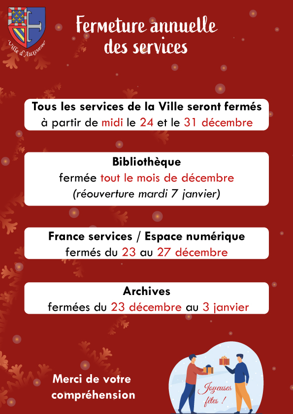 Fermetures Noël 2024