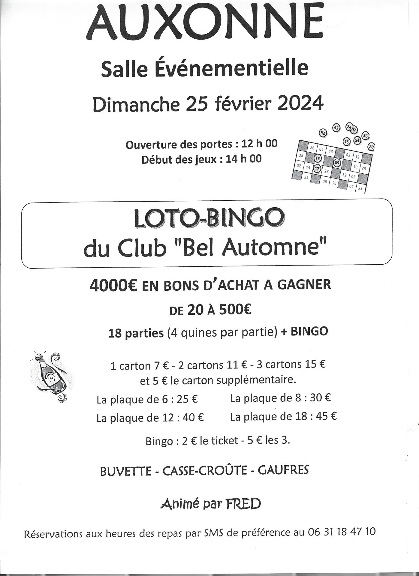 Loto-bingo du Club Bel Automne